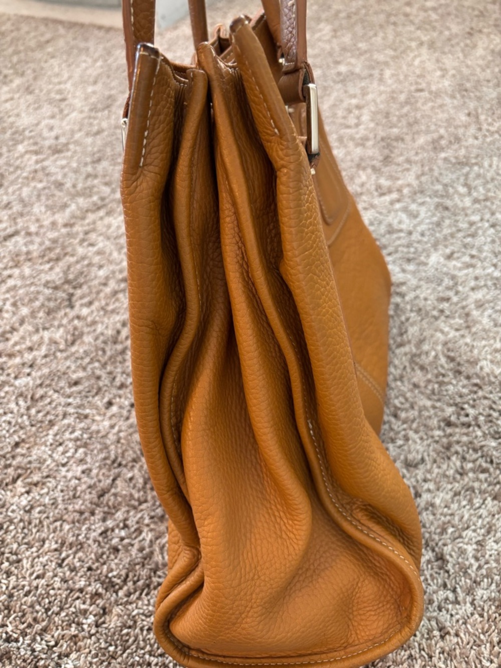 Vintage Tignanello Leather Tote Bag | Cognac Brown | Structured Shoulder Bag - Picture 7 of 11